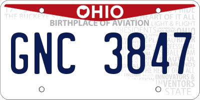OH license plate GNC3847