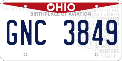 OH license plate GNC3849