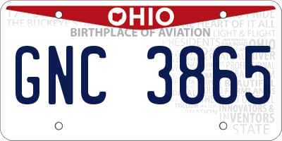 OH license plate GNC3865