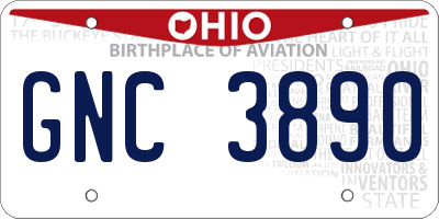 OH license plate GNC3890