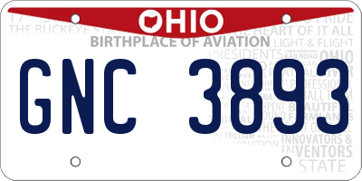 OH license plate GNC3893