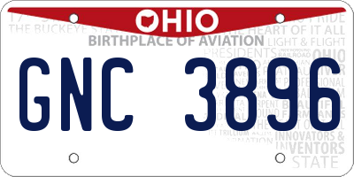 OH license plate GNC3896