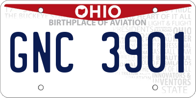 OH license plate GNC3901