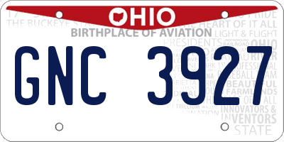 OH license plate GNC3927