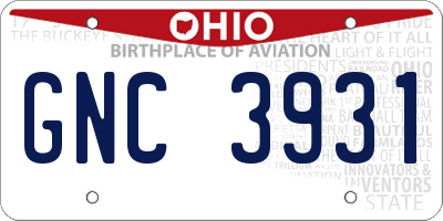 OH license plate GNC3931