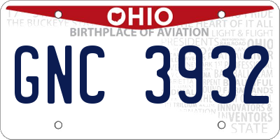 OH license plate GNC3932