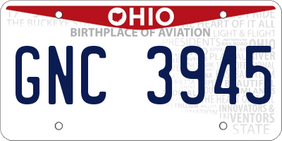 OH license plate GNC3945