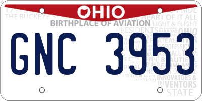 OH license plate GNC3953
