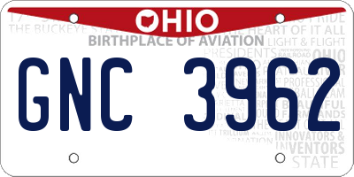 OH license plate GNC3962