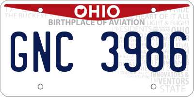 OH license plate GNC3986