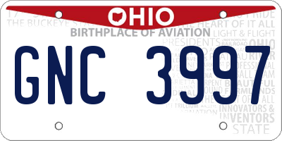 OH license plate GNC3997