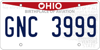 OH license plate GNC3999