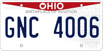 OH license plate GNC4006