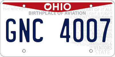 OH license plate GNC4007