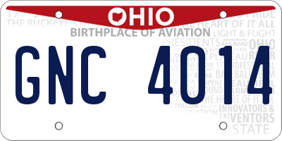 OH license plate GNC4014