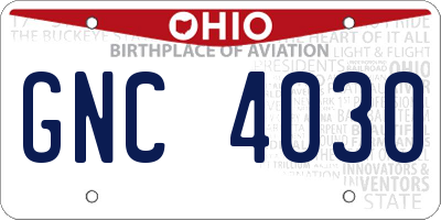 OH license plate GNC4030