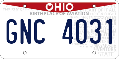 OH license plate GNC4031
