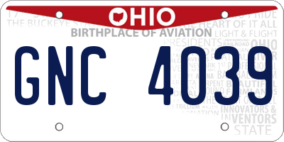 OH license plate GNC4039