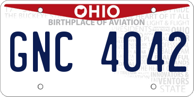 OH license plate GNC4042