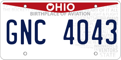 OH license plate GNC4043