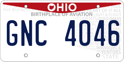 OH license plate GNC4046