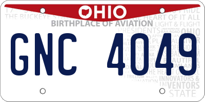 OH license plate GNC4049