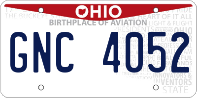 OH license plate GNC4052
