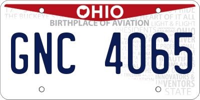 OH license plate GNC4065