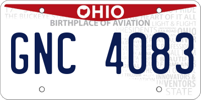 OH license plate GNC4083