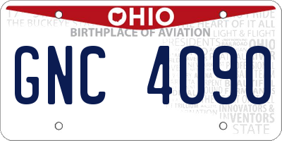 OH license plate GNC4090