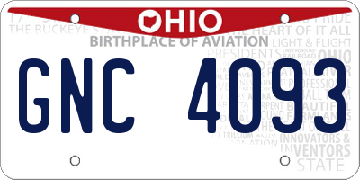 OH license plate GNC4093