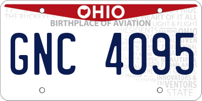 OH license plate GNC4095