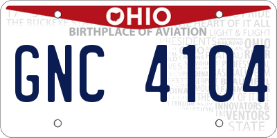 OH license plate GNC4104