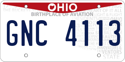 OH license plate GNC4113