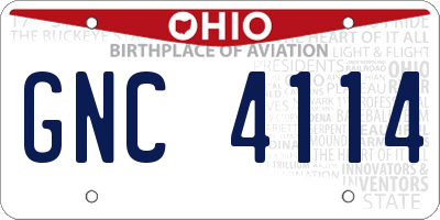 OH license plate GNC4114