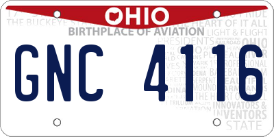 OH license plate GNC4116