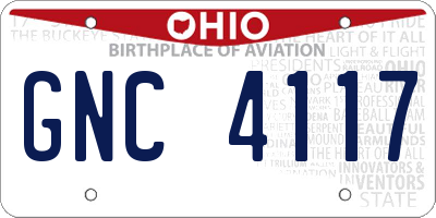 OH license plate GNC4117