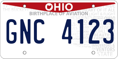 OH license plate GNC4123