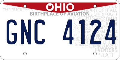 OH license plate GNC4124