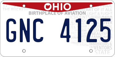 OH license plate GNC4125