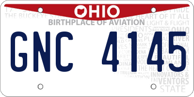 OH license plate GNC4145