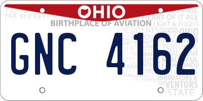 OH license plate GNC4162