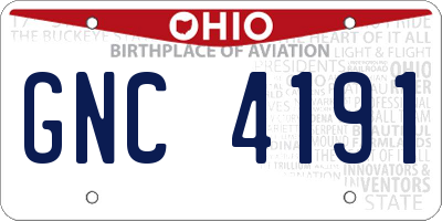 OH license plate GNC4191