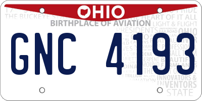OH license plate GNC4193