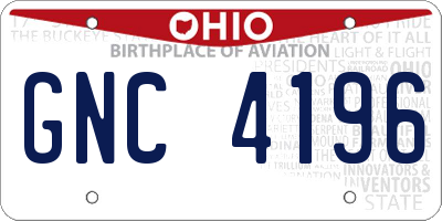 OH license plate GNC4196