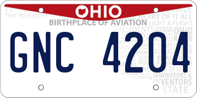 OH license plate GNC4204