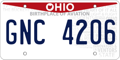 OH license plate GNC4206
