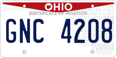 OH license plate GNC4208