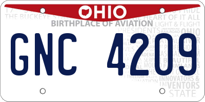 OH license plate GNC4209