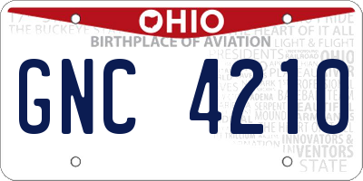 OH license plate GNC4210